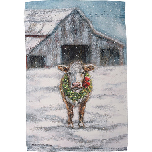 Garden Flag | Cow with Wreath