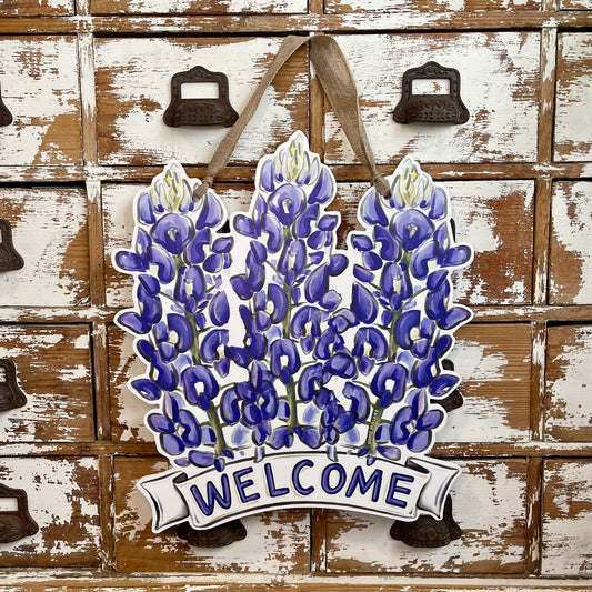 Bluebonnet Welcome Door Hanger