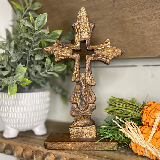 Wooden Cross Shelf Sitter