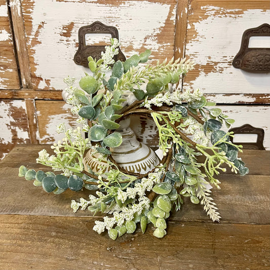 Succulent Leaf and Tiny Flower Candle Ring