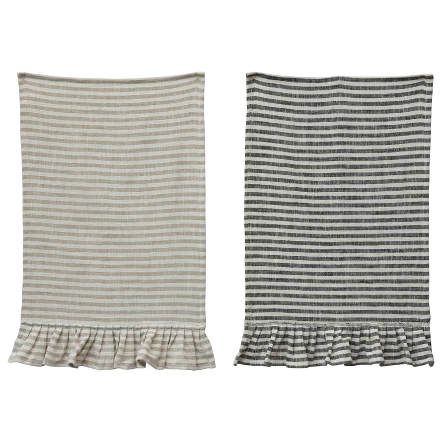 Cotton Ruffle Stripe Towel with Ruffle